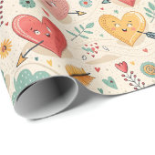 Happy Hearts - grillige Valentijnsdag Cadeaupapier (Rol Hoek)