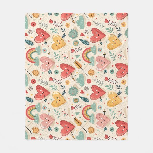 Happy Hearts - grillige Valentijnsdag Fleece Deken (Voorkant)