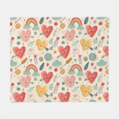 Happy Hearts - grillige Valentijnsdag Fleece Deken (Voorkant (Horizontaal))
