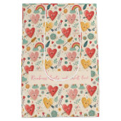 Happy Hearts - grillige Valentijnsdag Medium Cadeauzakje (Achterkant)