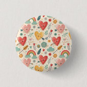 Happy Hearts - grillige Valentijnsdag Ronde Button 3,2 Cm (Voorkant)