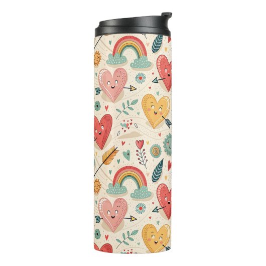 Happy Hearts - grillige Valentijnsdag Thermosbeker (Gedraaid links)