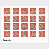 Happy Hearts N Flowers Bee Hive Vierkante Sticker (Vel)