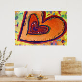 Happy Hearts Painting Art Poster Print (Keuken)