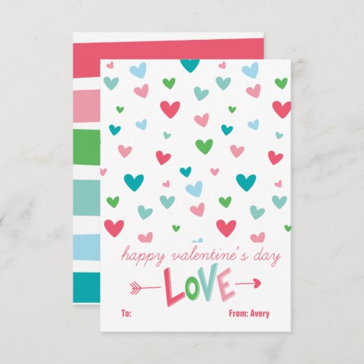 Happy Hearts Persoonlijke Valentijn (Voorkant / Achterkant)