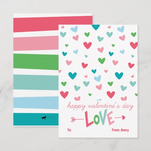 Happy Hearts Persoonlijke Valentijn (Voorkant / Achterkant)