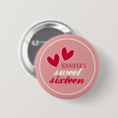 Happy Hearts Sweet Sixteen Ronde Button 5,7 Cm (Voorkant /achterkant)