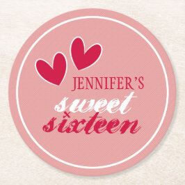 Happy Hearts Sweet Sixteen Ronde Kartonnen Onderzetter