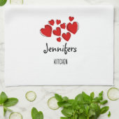 Happy Hearts Valentijn Custom Kitchen Towel Theedoek (Gevouwen)
