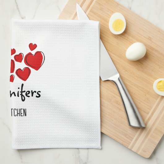 Happy Hearts Valentijn Custom Kitchen Towel Theedoek (Quarter Fold)