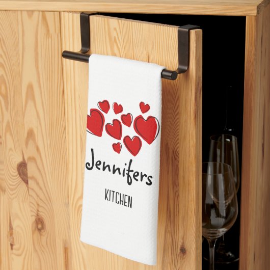 Happy Hearts Valentijn Custom Kitchen Towel Theedoek (Derde Gevouwen)