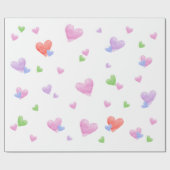 Happy Hearts Watercolor pastel colors Cadeaupapier (Vlak)