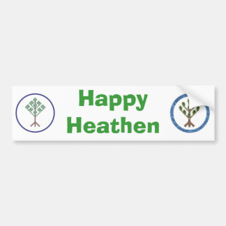 Happy Heathen Bumpersticker - met Heathenry logo