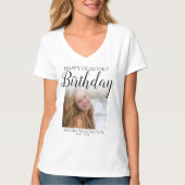 Happy Heavenly Birthday Photo Memorial T-Shirt (Voorkant)