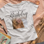 Happy Heavenly Birthday Photo Memorial T-shirt<br><div class="desc">Memorial 'HAPPY HEAVENLY BIRTHDAY' herdenkingshemd zal het perfecte eerbetoon zijn aan uw liefde. Met het gezegde 'gelukkige verjaardag' een foto, hun naam en geboorte-/sterftedagen op een witte achtergrond. De stijlen, de grootte en de kleur van de doopvont kunnen worden veranderd door op de pas verdere verbinding na het personaliseren te...</div>