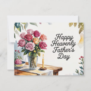 Happy Heavenly Father's Day Floral Memorial Kaart