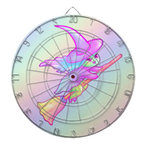 Happy hech vliegt op broomstoktekening dartbord