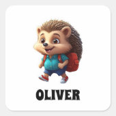 Happy Hedgehog 2 Vierkante Sticker (Voorkant)