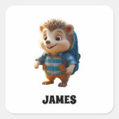 Happy Hedgehog 4 Vierkante Sticker (Voorkant)