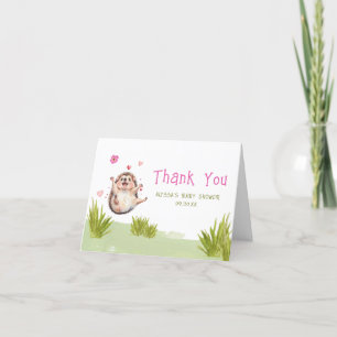 Happy Hedgehog Garden Party Baby shower Bedankkaart