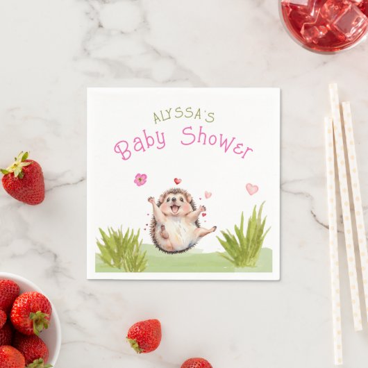 Happy Hedgehog Garden Party Baby shower Servet (Insitu)
