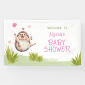 Happy Hedgehog Garden Party Baby shower Welkom Spandoek (Horizontaal)