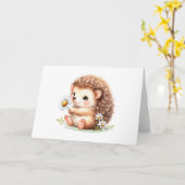Happy Hedgehog met Daisies Schattige Blank Groet Kaart (Gele Bloem)