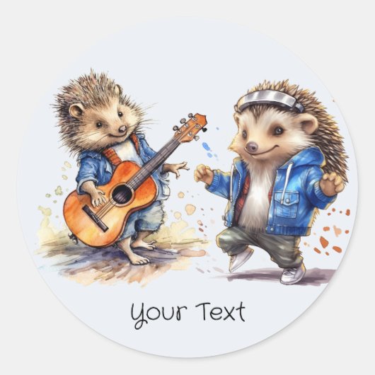 Happy Hedgehog Waterverf Sticker (Voorkant)