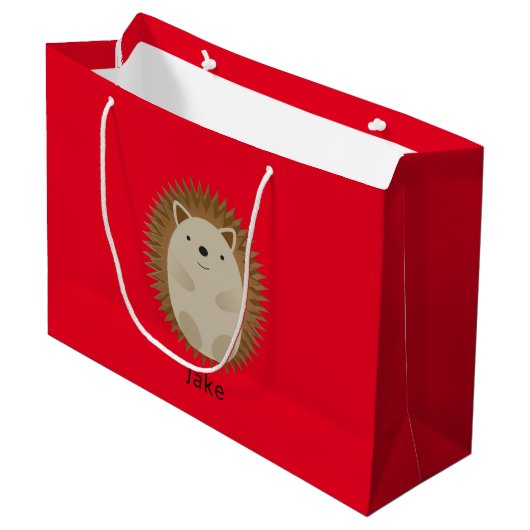 Happy Hedgel Large Gift Bag red Groot Cadeauzakje (Voorkant Gekanteld)