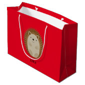 Happy Hedgel Large Gift Bag red Groot Cadeauzakje (Achterkant Gekanteld)