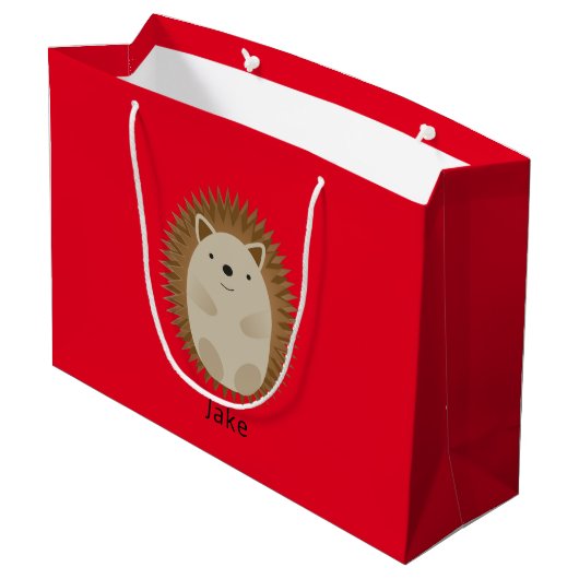 Happy Hedgel Large Gift Bag red Groot Cadeauzakje (Achterkant Gekanteld)