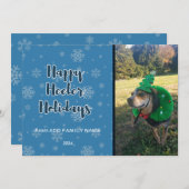 Happy Heeler Feestdagen 2 afbeeldingen Blauw Feestdagenkaart (Voorkant / Achterkant)