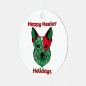 Happy Heeler Feestdagen Metalen Ornament (Voorkant links)