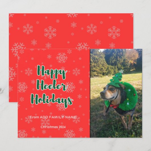 Happy Heeler Feestdagen rood en groen Feestdagenkaart (Voorkant / Achterkant)