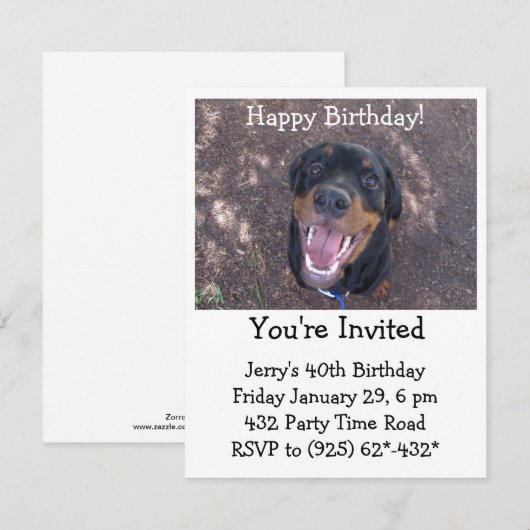 Happy Heidi Rottweiler Uitnodiging (Voorkant / Achterkant)