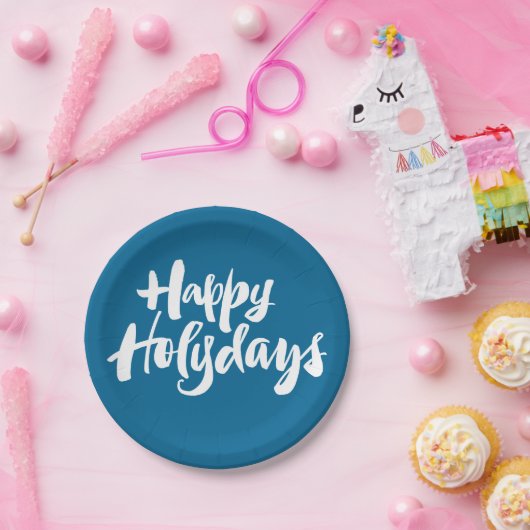 Happy Heilige Dagen Vakantie Holydays Blue Letteri Papieren Bordje (Feest)