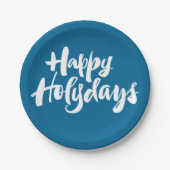 Happy Heilige Dagen Vakantie Holydays Blue Letteri Papieren Bordje (Voorkant)