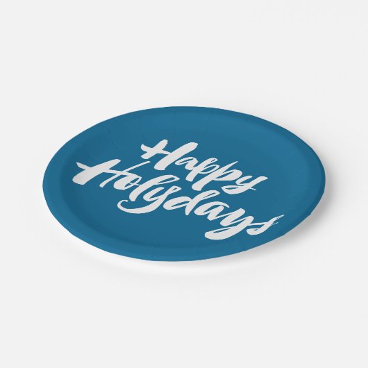 Happy Heilige Dagen Vakantie Holydays Blue Letteri Papieren Bordje (Gekanteld)