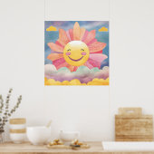 Happy, heldere zon in Clouds Nursery Poster (Keuken)