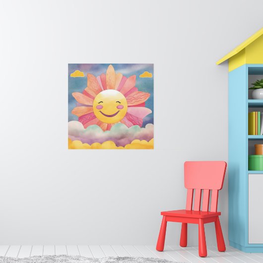 Happy, heldere zon in Clouds Nursery Poster (Kinderkamer 1)