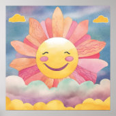 Happy, heldere zon in Clouds Nursery Poster (Voorkant)