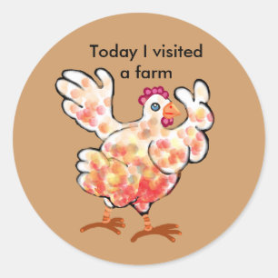 Happy hen - boerderij bezoek ronde sticker