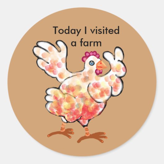 Happy hen - boerderij bezoek ronde sticker (Voorkant)