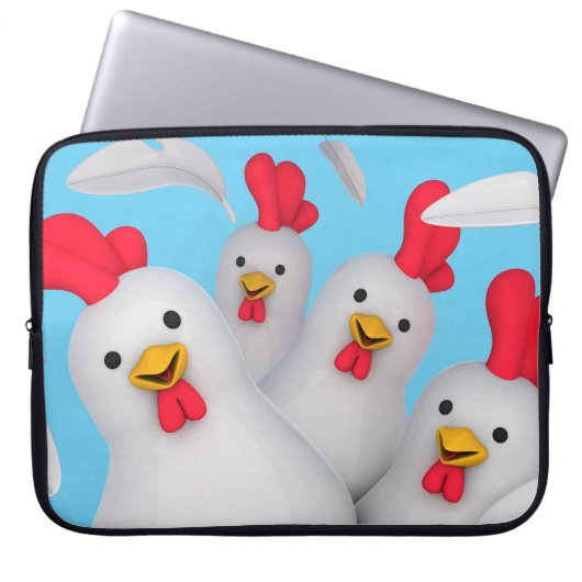 Happy hen clipart laptop sleeve (Voorkant)