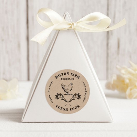 Happy Hens Laurel Tak Ei Karton Ronde Sticker