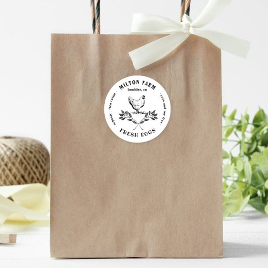 Happy Hens Laurel Tak Ei Karton Ronde Sticker