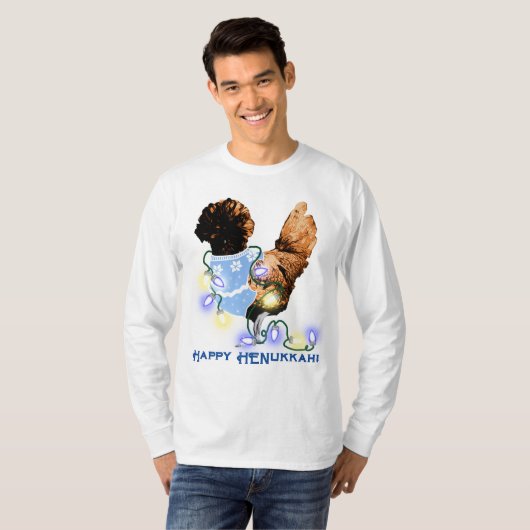 Happy HENukkah Hanukkah Poolse kip T-shirt (Voorkant volledig)