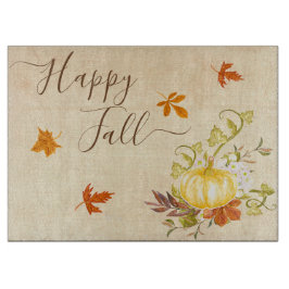 Happy Herfst | Autumn Leaves en Pumpkin Snijplank