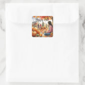 Happy Herfst Autumn Pumpkins Vierkante Sticker (Tas)