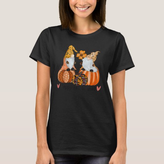 Happy Herfst Blessed Gnomes Pumpkins Leopard Patte T-shirt (Voorkant)
